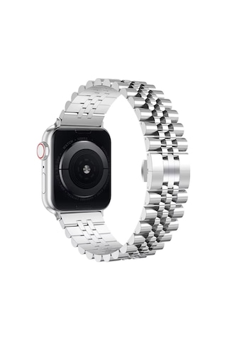 Forzacase Apple Watch 9 45mm İle Uyumlu Rolex Tasarım Metal Kordon Kayış - Fc878 Gümüş
