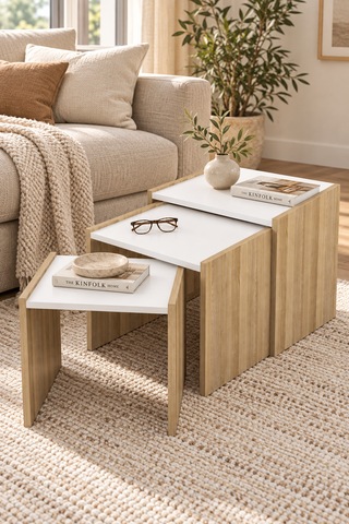 Vega 3'lü Zigon Sehpa 50 X 43 X 36 Cm - Cordoba Cordoba - Beyaz