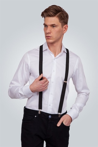 Tudors Düz Ince Erkek Pantolon Askısı Siyah