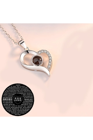 Chavin 100 Dilde Seni Seviyorum Projeksiyon Kalp Kolye Ed06By Altın