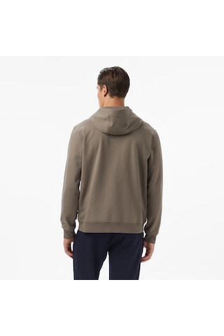 Nautica Erkek Kahverengi Classic Fit Kapüşonlu Sweatshirt Düz K57226t Kahverengi