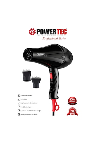 Powertec TR-901 Turbo Profesyonel Saç Kurutma Makinası Siyah 12'li