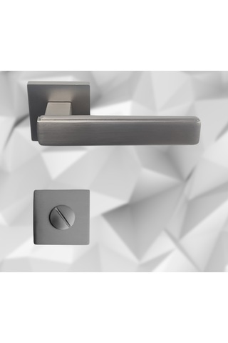 Lusso Inox 5 Adet Oda 2 Adet Wc Kare Rozetli Kapı Kolu Set - Lusso Inox 5+2