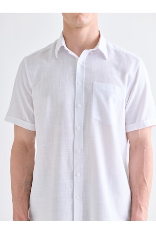 Lcwaıkıkı Classic Beyaz Regular Fit Kısa Kollu Armürlü Erkek Gömlek