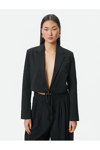 Koton Crop Ceket Önden Bağlamalı Cep Detaylı Siyah 4sak50067pw 4SAK50067PW999 Siyah