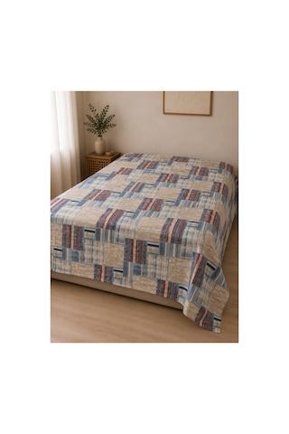 Çift Kişilik Pike %100 Pamuk Desenli 195x215 Mavi