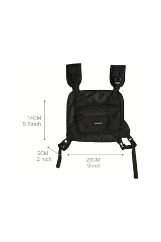 Göğüs Çantası Bel Çantası Hip Hop Streetwear Büyük Kapasiteli Siyah