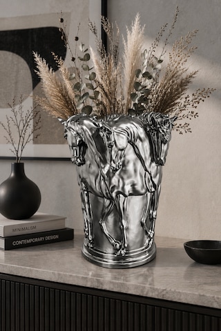 Chrome Majestic Horse Vase Krom
