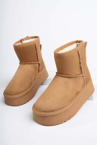 Muggo MİXS Garantili Kalın Taban İçi Tüylü Cırtlı Günlük Mini Çocuk Bot Taba