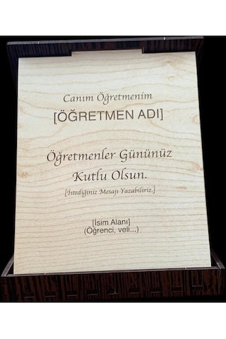 Kişiye Özel Ahşap Öğretmenler Günü Plaketi