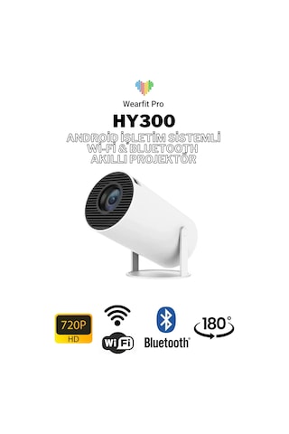 Wearfitpro Hy300 Lite 180 Derece Dönebilen Wifi & Bluetoohlu Taşınabilir Android Projeksiyon Cihazı Projektör