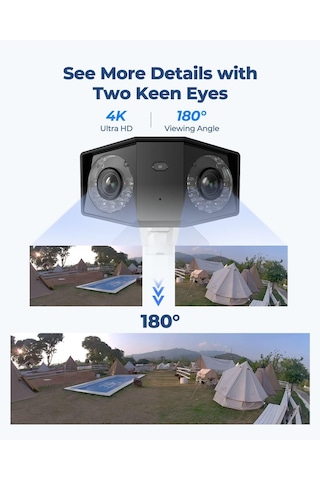 Duo 2 Poe 4k Poe Güvenlik Kamera Sistemi, Ev Açık Ip Kamera 180 Derece Görüş Açısı, İnsan/araç/evcil Hayvan