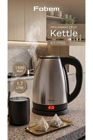 Fobem KT1715 S Saplı Uzun Ömürlü 1.5 L Paslanmaz Çelik Su Isıtıcı Kettle