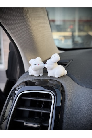 Tatlı Tavşan Çift Araba Dikiz Aynası Süsü Torpido Süsü - Minik Tavşan Çift Sevgiliye