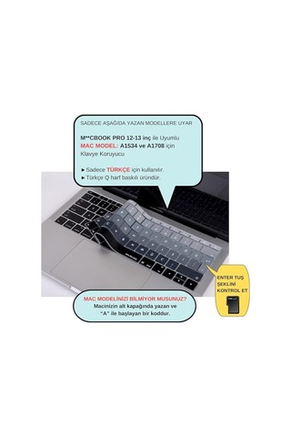 Türkçe Q Klavye Koruyucu Macbook A1534 A1708 Uyumlu Uk Avrupa Ters L Enter Silikon Klavye Koruyucu Turkish Q Keyboard