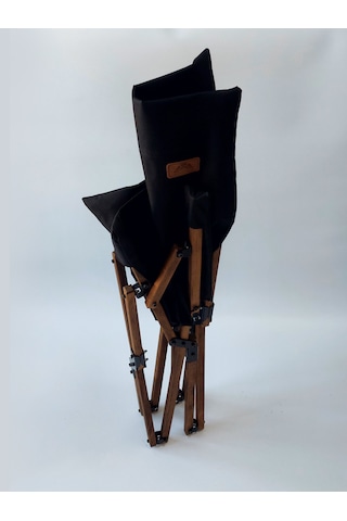 Joyfull Turtle Ahşap - Kollu Katlanır Sandalye -siyah Kılıf-çanta Siyah