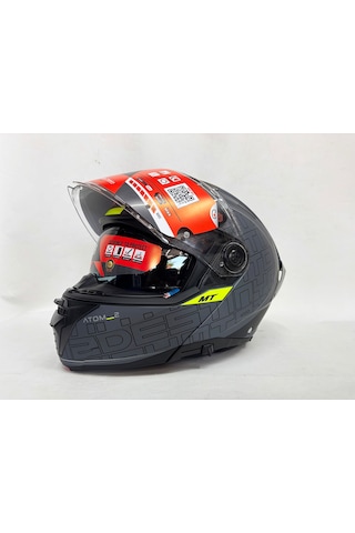 Mt Atom 2 Sv Destiny C2 İç Güneş Vizörlü Çene Açılır Kask Mat Gri