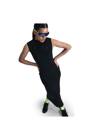 Nike Womens Tech Fleece Maxi Tank Dree Balıkçı Yaka Fermuar Yırtmaçlı Kadın Elbise Siyah