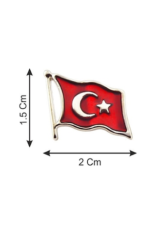 Anahtarlık Sepeti Türk Bayrağı Rölyef Dalgalı Rozet 2x1,5 Cm - Nikel