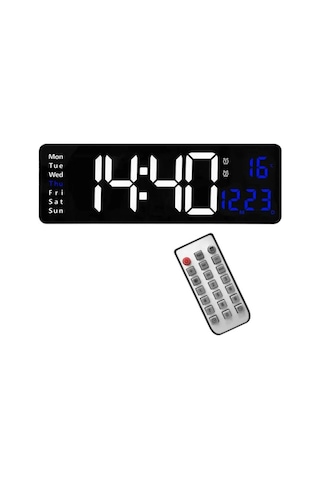 Omniax Kumandalı Duvara Monte Tarih/sıcaklık/alarm Özellikli Led Aydınlatmalı Dijital Saat 39 X 13 Çok Renkli
