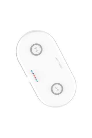 Leezsing "10w Hızlı Şarjlı Çiftli Kablosuz Şarj Cihazı - Ht-02 Beyaz & Samsung Uyumlu "