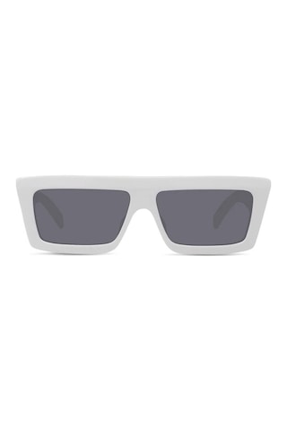 Celine Cl40214u 25a Unisex Güneş Gözlüğü - Kare Form Beyaz Kemik Çerçeveli Füme Camlı Çok Renkli