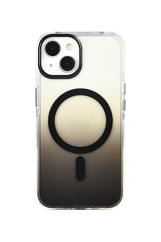 Apple Uyumlu iPhone 13 Kılıf M-safe Şarj Özellikli Transparan Renk Geçişli Zore Toros Kapak Siyah