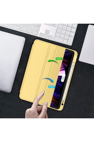 Apple Uyumlu iPad, Pro 12.9 5. Nesil 2021 Kılıf Kalem Bölmeli Smart Case