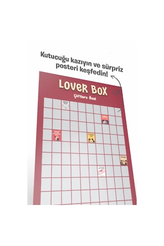 Çiftlere Özel Kazı Kazan Poster Lover Box 100 Görevli Scratch Off Aşk Oyunu Tablosu