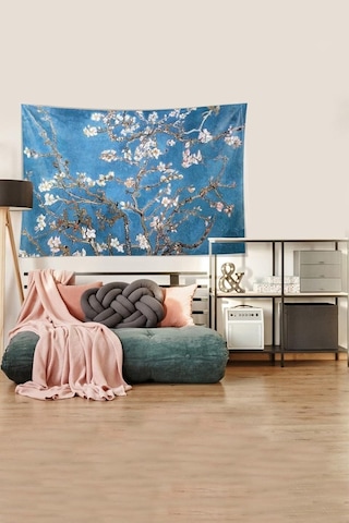 Pelangi Mavi Almond Blossom Leke Tutmaz Kadife Kumaş Duvar Örtüsü Duvar Halısı Tapestry Ywll376, 35 X 50 Çok Renkli