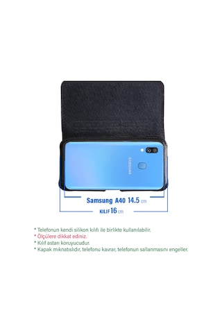 Samsung Uyumlu Galaxy A40 Bele Takılan Kemer Kılıfı Kapaklı Mıknatıslı