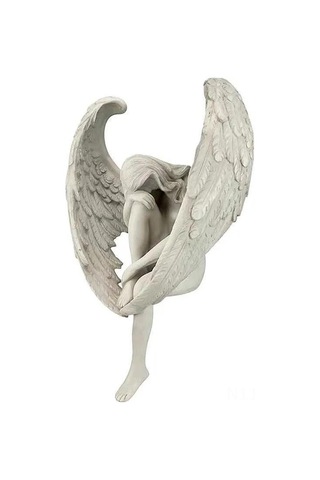 Tenfowee Bahçe İçin Aydınlatmalı Mavi Resin Melek Heykeli - Ruhani Güzellik Ve Umut Simgesi