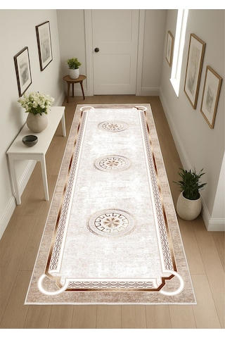 Gri Dijital Baskı Salon Halısı Kaymaz Tabanlı Yıkanabilir Halı Yolluk 536 Gri