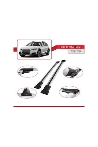 Audi A4 B9 Allroad 2016 Ve Sonrası İle Uyumlu Fly Model Ara Atkı Tavan Barı Gri