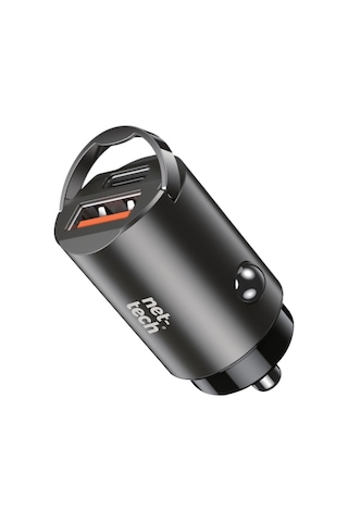 Nettech Nt-cch05 30w Pd& Qc 3.0 Çift Portlu Metal Araç Şarjı Siyah