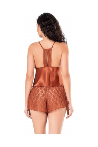 Lisinya Tarçın Saten Babydoll Şort Takımı Tarçın