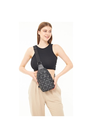 Morpelikan Monogram Üç Bölmeli Bodybag  Kadın Omuz Çantası Siyah