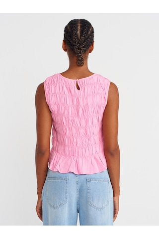 Dilvin 50845 Kolsuz Crop Bluz-pembe Pembe