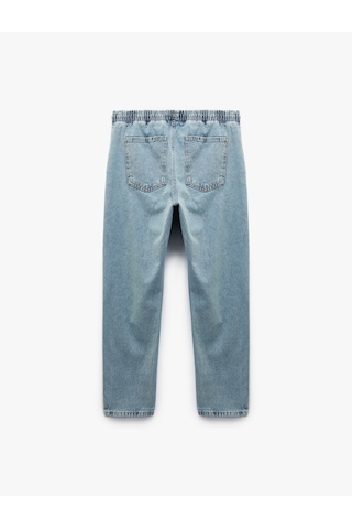 Koton Pamuklu Cep Detaylı Beli Bağcıklı Jean Pantolon Açık İndigo 6wam40041nd Açık İndigo