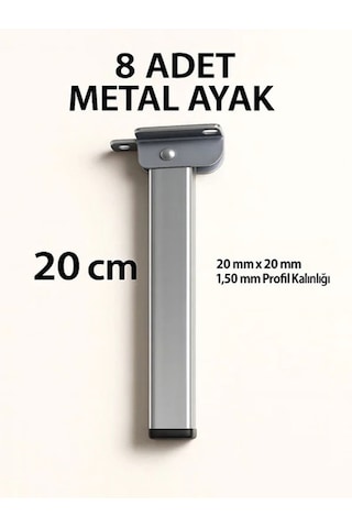 8li Katlanır Metal Yer Sofrası Ayağı Yer Masası Ayağı 20 Cm Gri