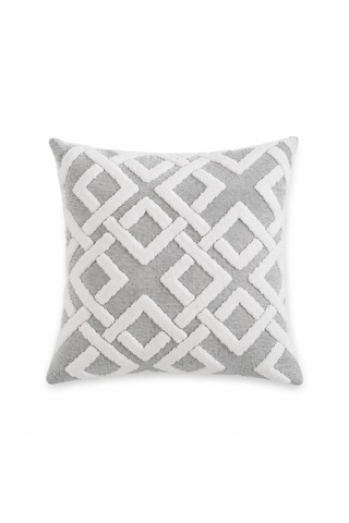 Maze 43x43 Cm Dekoratif Kırlent Kılıfı Geometrik Dokulu Modern Koltuk Yastık Kılıfı Gri