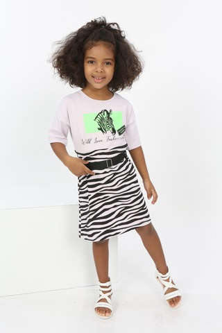 Toontoy Kız Çocuk Zebra Baskılı Elbise Açık Lila