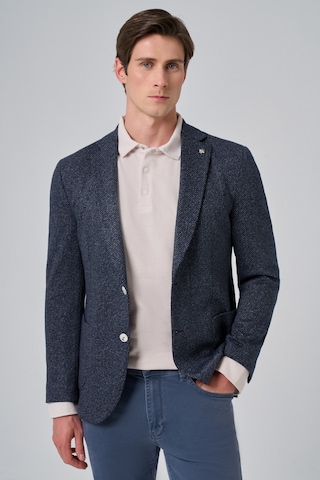 Morven Erkek Lacivert Örme Trend Desenli Slim Fit Mono Yaka Ceket 26ms002002200 Lacivert