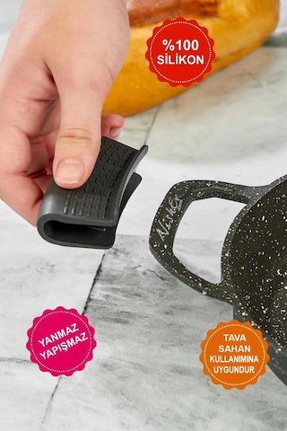 Premium Isı Yalıtımlı Silikon Tava Ve Sahan Tutacağı Çift Set Renkli