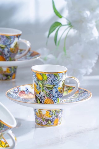 Capri 6 Kişilik Porselen Kahve Fincanı Takımı - 90 Ml Ryl-07038/8-cap Renkli Ryl-07038/8-cap Çok Renkli