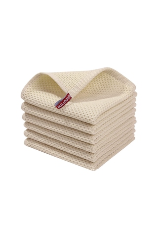 Jeemson Mavi Honeycomb Desenli 6'lı Tam Pamuk Mutfak Temizlik Bezi - 34x34 Cm, Dayanıklı, Kolay Kullanım, Ev Temizliği İçin Uygun