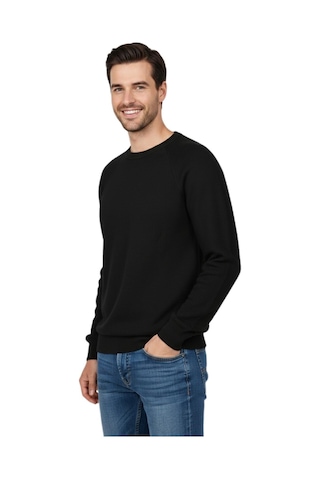 Erkek Spor Reklam Kol Kazak Regular Fit Bgl-st04949 Siyah