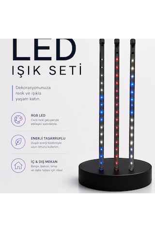 Rgb Led Dış Ve İç Mekan Süsleme Işığı 10 Çubuklu Şerit