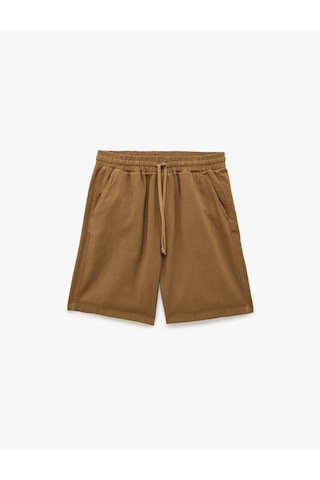 Koton Regular Fit Cepli Pamuklu Beli Bağcıklı Şort Kahverengi 6sam40121hw Kahve