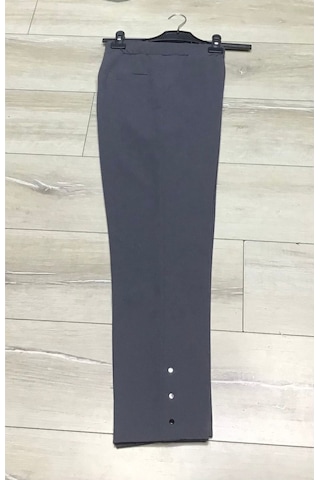 Scuba Yanlardan Cepli Önü Dikişli Paçası Çakmalı Beli Lastikli Büyük Beden Pantolon Gri